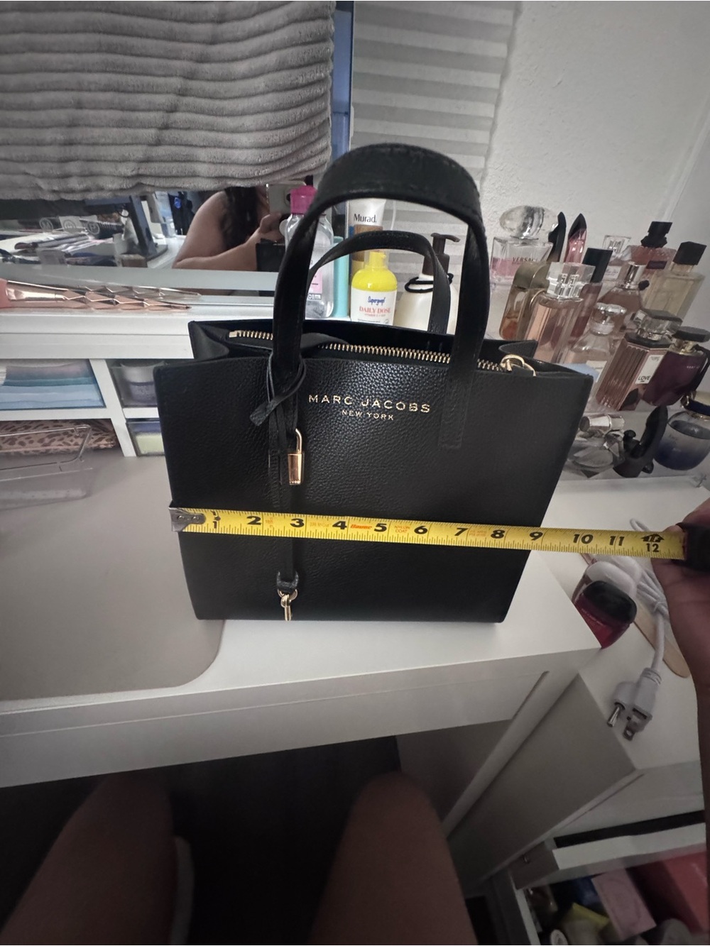 Marc Jacobs Black Pebbled Leather Satchel with Gold Hardware - Picture 5 of 6